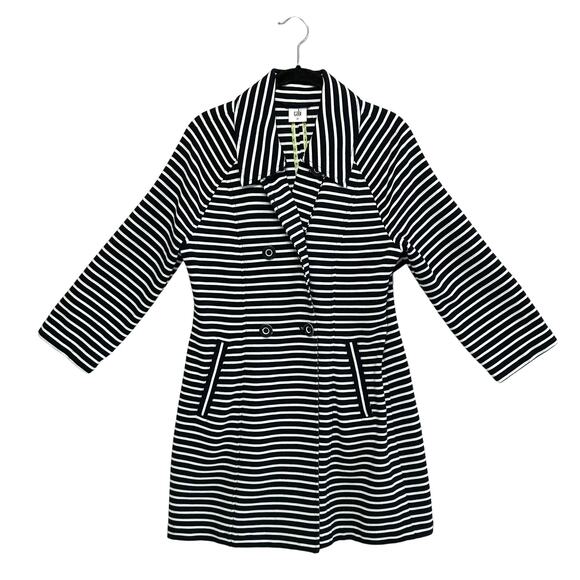 CAbi Maritime Double Breasted Trench Coat Jacket Women's M Navy Striped Nautical - Picture 1 of 7